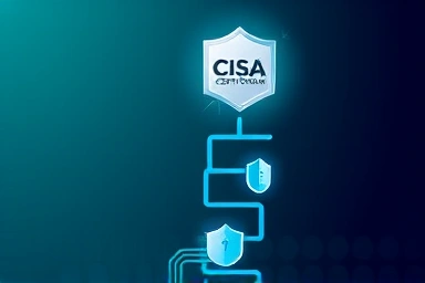 Stylized career ladder with CISA badge, symbolizing IT career growth.