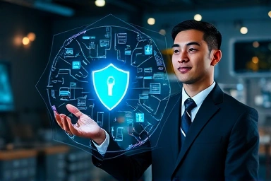 Cybersecurity expert analyzing digital network security data