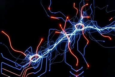 Abstract network of glowing electrical currents symbolizing deep understanding.