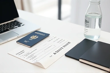 FRM exam essentials: passport, ticket, calculator, water bottle.