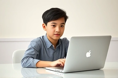 Student confidently studying Chinese HSKK speaking test.