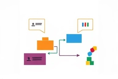 Abstract representation of logical communication and structured speech.