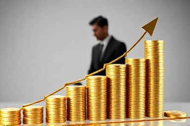 Financial growth and expertise symbolized by gold coins graph