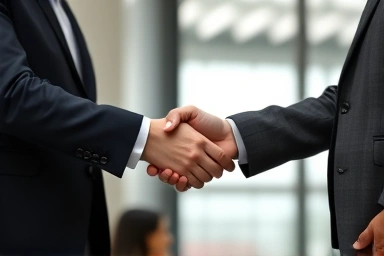 Handshake symbolizing partnership between tech startup and financial analyst