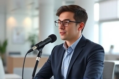 Professional speaking English with communication visualization.