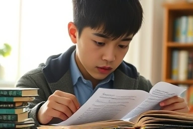 Young person focused on studying Chinese for TSC 3급.