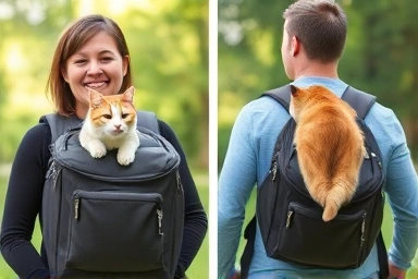 Cat backpack carrier: comfort vs. distress comparison.