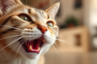 Cat chattering with mouth slightly open, focused expression.