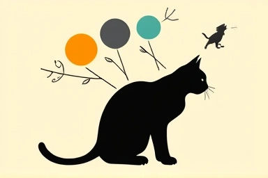 Abstract visualization of cat's chattering emotions and instincts.