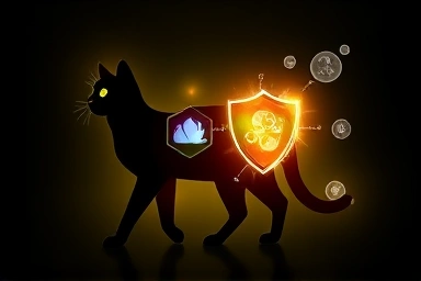 Cat immune system boosted by essential nutrients, symbolizing protection.