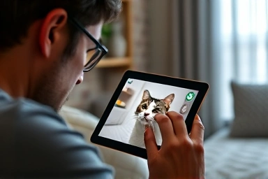 Cat owner reassured by live CCTV feed of cat in hotel