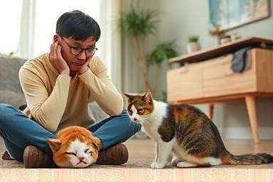 Cat owner concerned about cat's unusual posture and well-being.