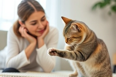 Cat overgrooming behavior and owner's concern