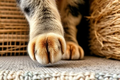 Cat paws scratching texture, instinctual behavior, material comparison
