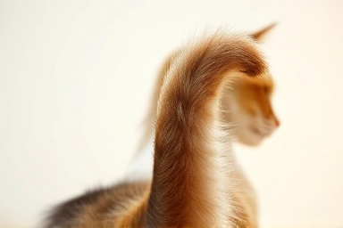 Cat's tail held high, friendly greeting