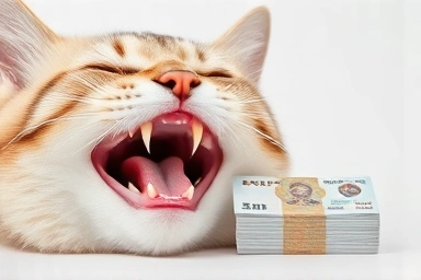 Symbolizing cat dental care costs and health.