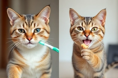 Transforming cat's reaction to brushing through positive reinforcement.