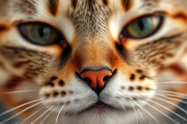 Close-up of cat whiskers, showing sensory organs.