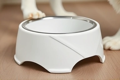 Close-up of adjustable dog feeder mechanism and materials.