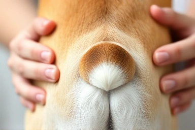 Healthy dog's posterior, symbolizing anal gland care and well-being.