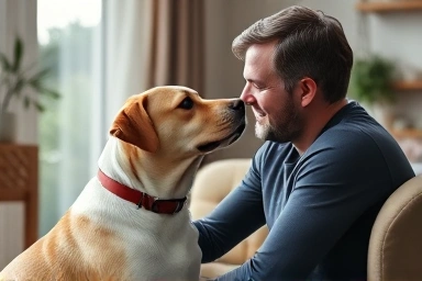 Dog and owner in peaceful harmony