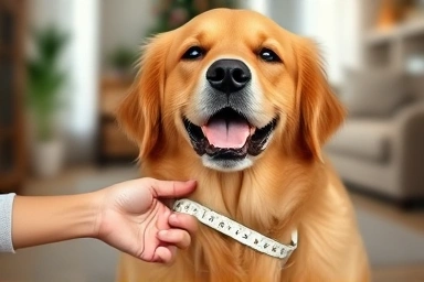 Measuring dog's chest for clothes with love.