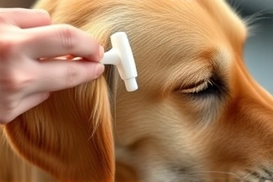 Gentle dog ear cleaning with specialized solution