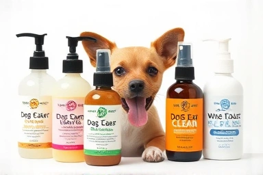 Dog ear cleaner bottles with natural ingredients