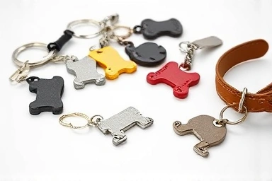 Assortment of durable and stylish dog ID tags.