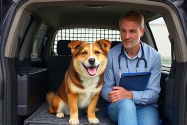 Safe dog transport for daycare, professional pet care.