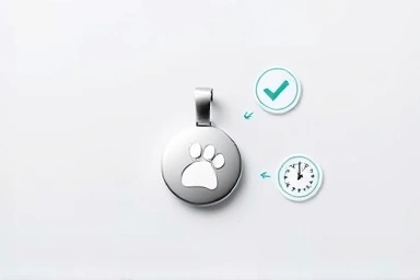 Digital pet identification tag symbolizing easy update