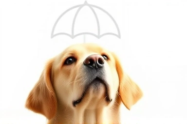 Symbolic representation of pet insurance protecting dog's health and finances.