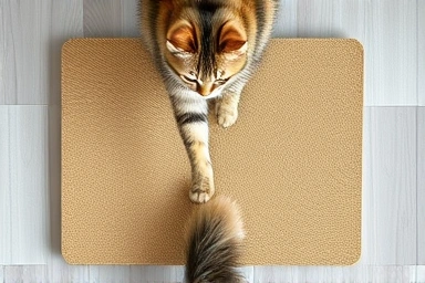 Stable, wide base cat scratcher designed for large cats' vigorous scratching.