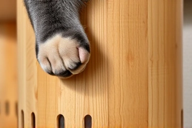Close-up of thick, durable wood cat tower pillar