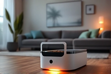 Smart pet feeder with camera, ensuring pet safety and feeding.