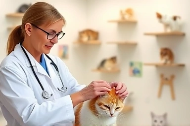 Cat-friendly veterinary clinic exam room, stress-free cat care.