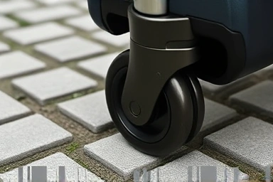 Close-up of a smooth-rolling urethane luggage wheel.