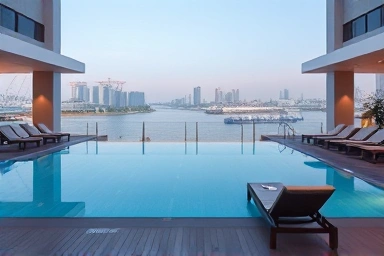 Bangkok riverside hotel pool serene river view