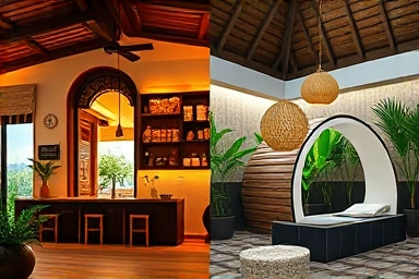 Contrast of authentic local massage shop vs. luxurious Bangkok spa.