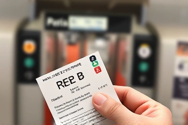 Paris RER B train ticket in hand