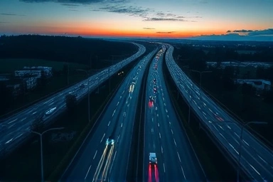 Highway traffic flow with integrated CCTV camera symbols.