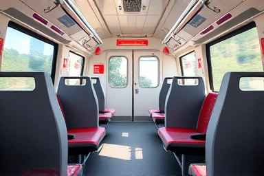 Osaka Rapi:t express train interior, comfortable seating, luggage space.