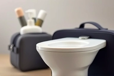 Compact portable bidet for hygienic travel.