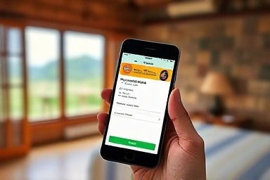 Successful rural house booking confirmation on a smartphone.