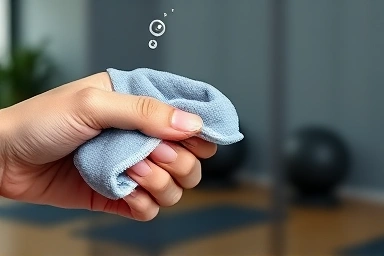 Microfiber sports towel absorbing sweat effectively