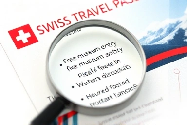 Swiss Travel Pass benefits highlighted with a magnifying glass