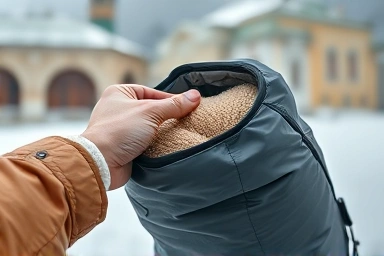 Hand zipping travel compression pouch, saving space.