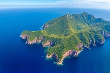 Ulleungdo Island aerial view, natural beauty, dramatic cliffs