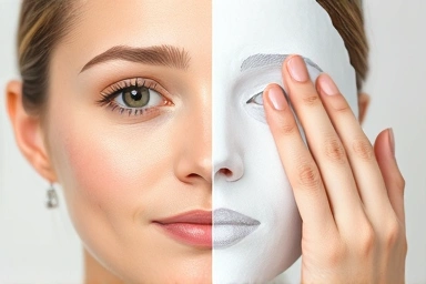 Skincare solution: applying mask to improve skin.