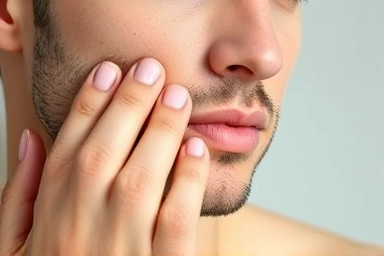 Man applying skincare, highlighting absorption and texture.